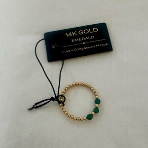 14K Gold Emerald Beaded Ring